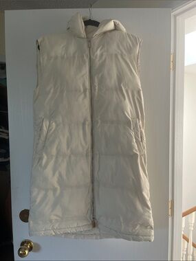 Mango Cream Quilted Hooded Puffer Vest